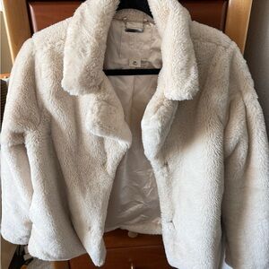 Women's Cream Faux Fur Jacket